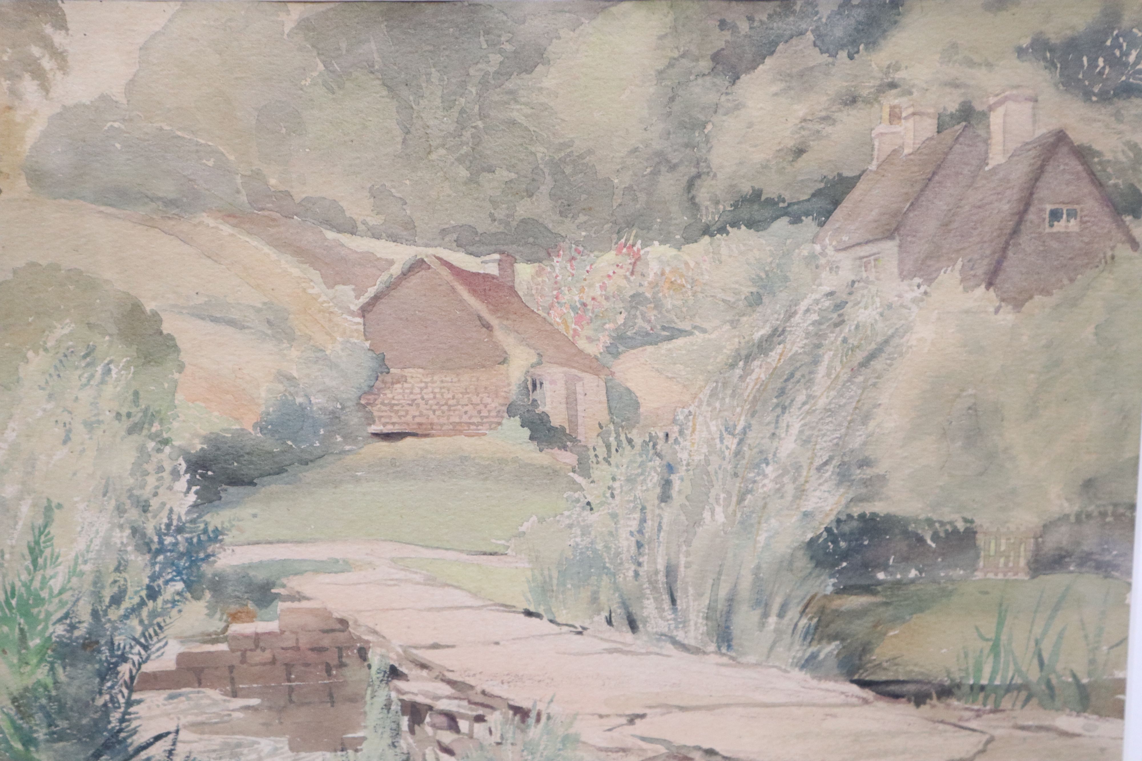 G. E. Lees, River landscapes with cottages, watercolour, a pair, 23 x 33cm and sundry pictures